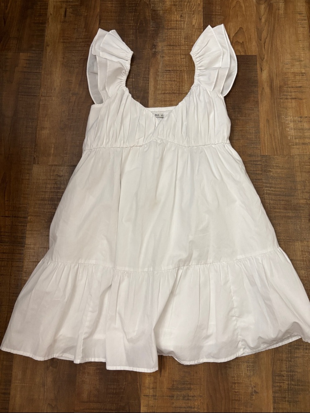 Abercrombie & Fitch Festival Ruched Flutter Sleeve Mini Dress size L Tall EUC